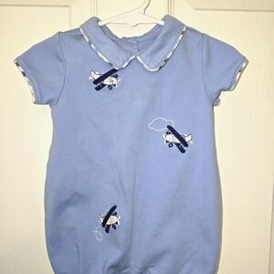 Janie and Jack Light Blue Airplane Short-Sleeve Romper